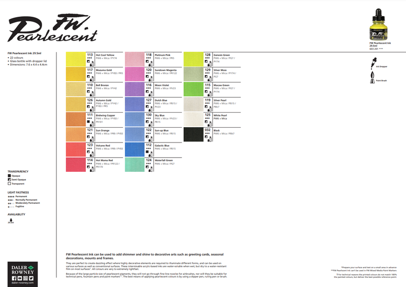 Download the FW Pearlescent Ink Color Chart